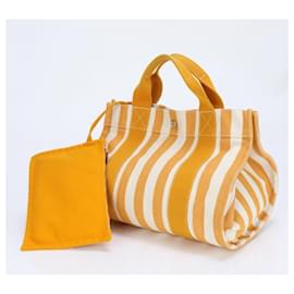 Hermès-Sac à main tote Hermes Cannes PM Stripe Orange pour femmes-Orange