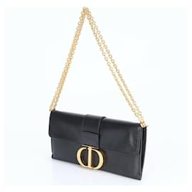 Christian Dior-Sac à bandoulière en cuir Montaigne avec chaîne dorée Christian Dior-Noir
