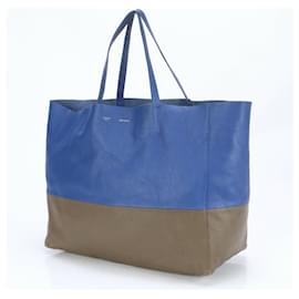 Céline-Sac à main cabas horizontal en cuir bicolore Celine-Marron,Bleu