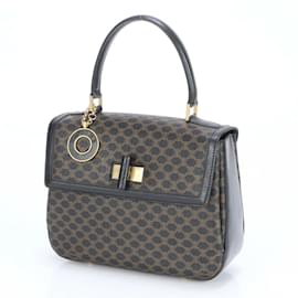 Céline-Sac à main en cuir Celine Macadam-Marron,Noir