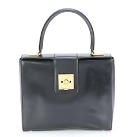 Céline-Celine Black Leather Handbag-Black