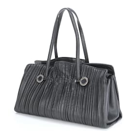 Bulgari-Sac à épaule en cuir torsadé Bvlgari-Noir