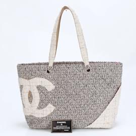 Chanel-Chanel Ligne Cambon Gray Leather Tote Bag-Brown