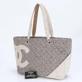 Chanel-Chanel Ligne Cambon Gray Leather Tote Bag-Brown