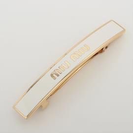Miu Miu-Barrette Miu Miu or et blanc-Blanc,Doré