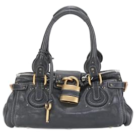 Chloé-Sac à main en cuir Chloé Paddington-Noir