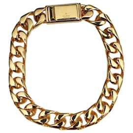 Gucci-Bracelet en métal doré avec logo GUCCI gravé, chaîne épaisse, vendu au prix de 550 $-Doré
