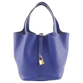Hermès-Sac à main Hermes Picotin Lock 22 MM-Bleu