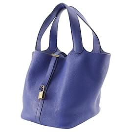 Hermès-Sac à main Hermes Picotin Lock 22 MM-Bleu