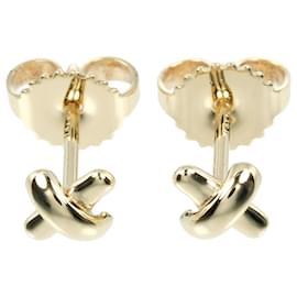 Tiffany & Co-Boucles d'oreilles clous en or jaune 18K avec motif de croix Tiffany & Co.-Jaune