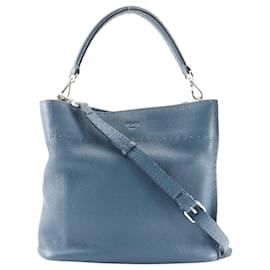 Fendi-Fendi Selleria Anna Small Bucket Shoulder Bag-Blue