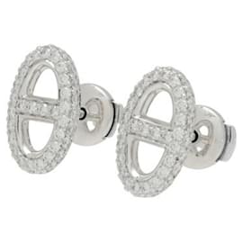 Hermès-Boucles d'oreilles Hermes Chaine d'Ancre New Farandole en or blanc K18-Autre