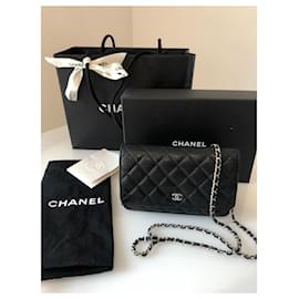 Chanel-Chanel Classic Wallet on Chain in Black Lambskin – Silver Metal-Black