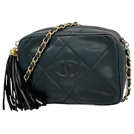 Chanel-Sac à épaule en agneau noir Chanel-Noir