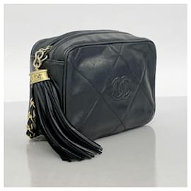 Chanel-Sac à épaule en agneau noir Chanel-Noir