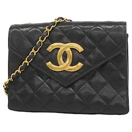 Chanel-Sac à épaule en agneau noir Chanel-Noir