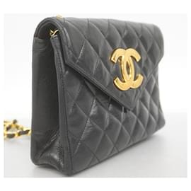 Chanel-Sac à épaule en agneau noir Chanel-Noir