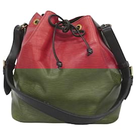 Louis Vuitton-Sac à épaule Petit Noé Epi Louis Vuitton-Noir,Rouge