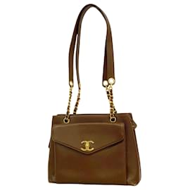 Chanel-Chanel Brown Grained Calfskin Tote Bag-Brown