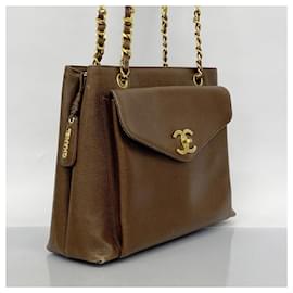 Chanel-Chanel Brown Grained Calfskin Tote Bag-Brown