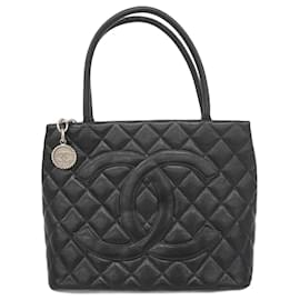 Chanel-Sac tote en cuir de veau grainé noir Chanel-Noir
