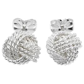 Tiffany & Co-Boucles d'oreilles en argent maillé en forme de nœud Tiffany & Co.-Argenté