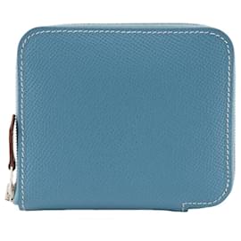 Hermès-Portefeuille bi-fold compact Hermes Azap-Bleu