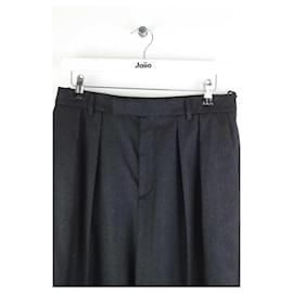Céline-Pantalon Carot en laine-Noir