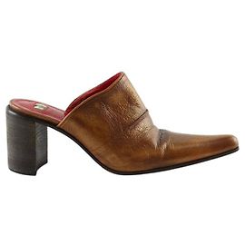 Free Lance Brown leather mules Brown