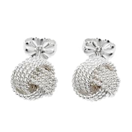 Tiffany & Co-Boucles d'oreilles en argent maillé en forme de nœud Tiffany & Co.-Argenté