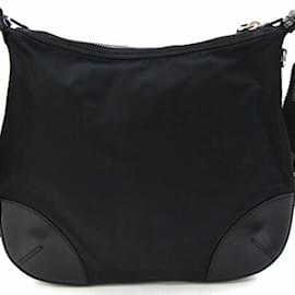 Prada-Sac à épaule en nylon et cuir noir Prada-Noir