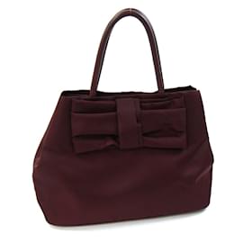 Prada-Sac à main en nylon et cuir Bordeaux Prada-Bordeaux