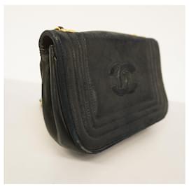 Chanel-Sac à épaule en agneau noir Chanel-Noir