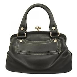 Céline-Sac à main en cuir noir Celine-Noir