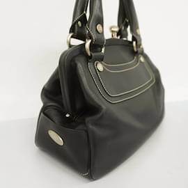 Céline-Sac à main en cuir noir Celine-Noir