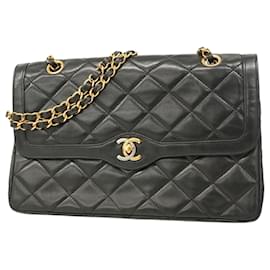 Chanel-Sac à épaule en agneau noir Chanel-Noir