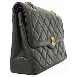Chanel-Sac à épaule en agneau noir Chanel-Noir