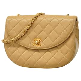 Chanel-Chanel Beige Lambskin Shoulder Bag-Beige