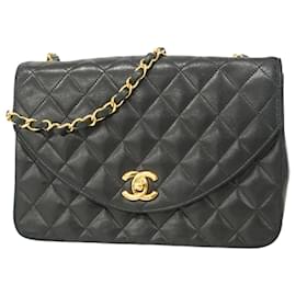 Chanel-Sac à épaule en agneau noir Chanel-Noir