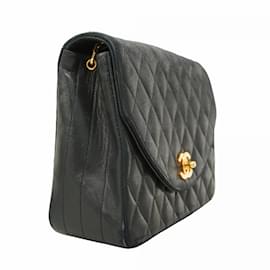 Chanel-Chanel Black Lambskin Shoulder Bag-Black