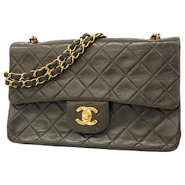 Chanel-Sac à épaule en agneau noir Chanel-Noir