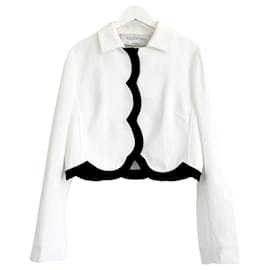 Valentino-Valentino Cropped Black & White Jacket-White