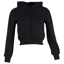 Balenciaga- Balenciaga Zip Cropped Hoodie in Black Cotton-Black