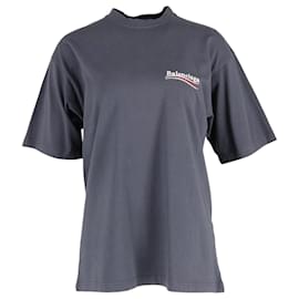 Balenciaga- Balenciaga Campaign Logo print T-Shirt in Grey Cotton-Grey