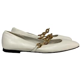 Jimmy Choo- Jimmy Choo Diamond Tilda Ballet Flats in White Leather-White,Cream