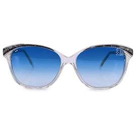 Yves Saint Laurent-Vintage White Sunglasses with Blue Lens 58/14-White