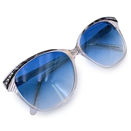 Yves Saint Laurent-Vintage White Sunglasses with Blue Lens 58/14-White