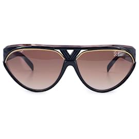 Yves Saint Laurent-Vintage Black Sunglasses Champs Elysees 8961-1-Brown