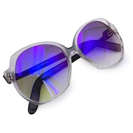 Yves Saint Laurent-Vintage White Round Oversize Sunglasses Mod. ALOES-White