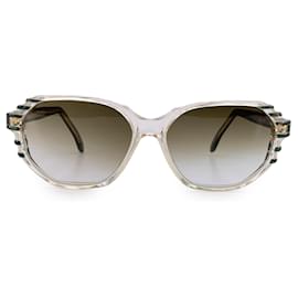 Yves Saint Laurent-Vintage White and Green Sunglasses GALATEE 55/14-White